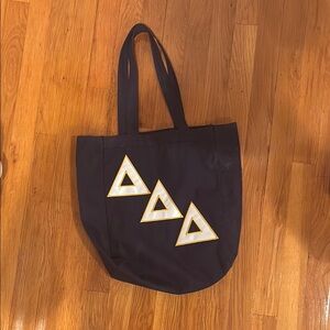 Tri Delta Dark Purple Tote Bag with Gold Accents